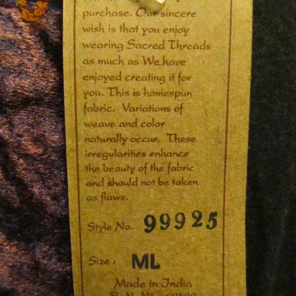 SACRED THREADS TOP Size M/L-PMSTM/L - Picture 7 of 7